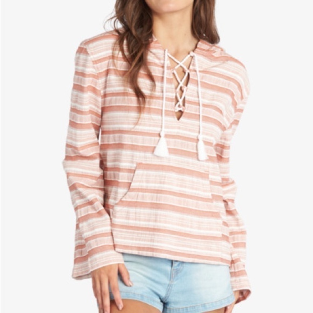 NWT Roxy Paradise Calling Woven Poncho Hoodie L